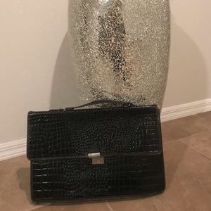 Sylvia Alligator Attaché Black Patent